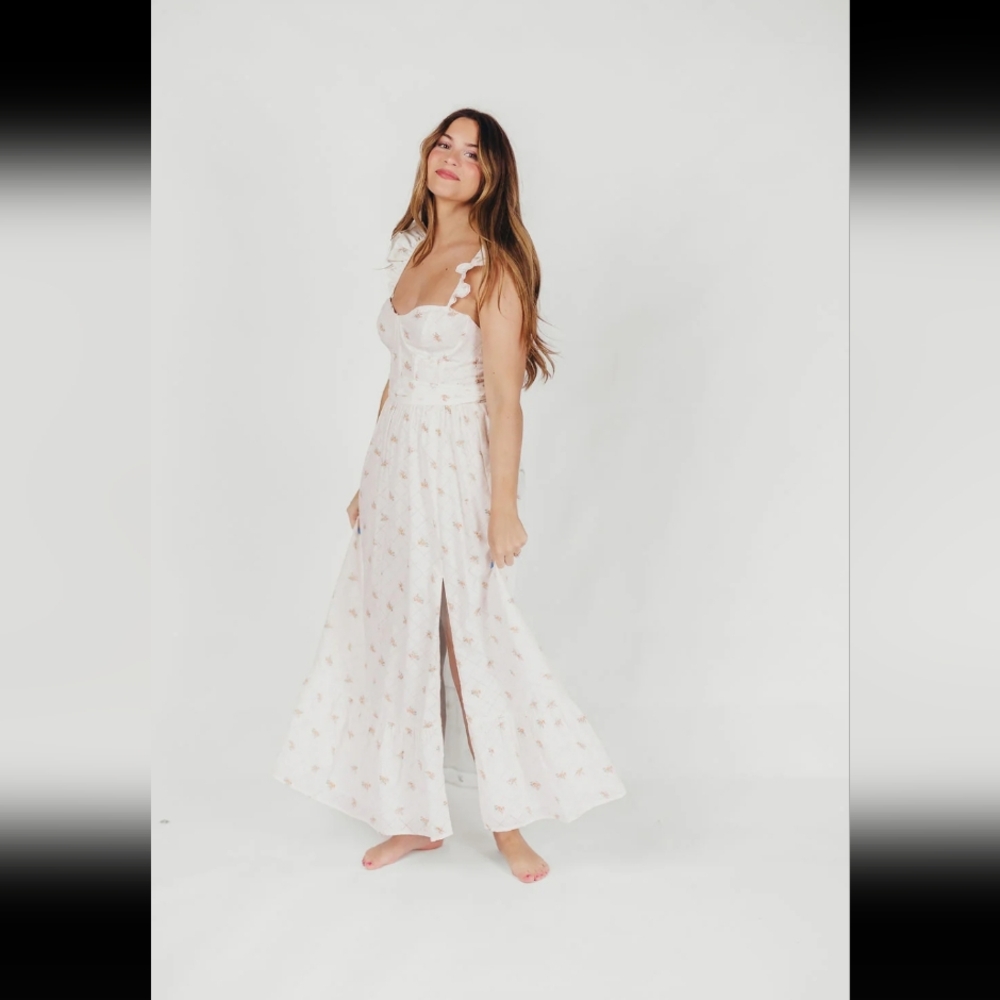 ‼️SAVE $45+‼️NWT S Rosamund Bustier Dress White/Orange Floral Worth Collective